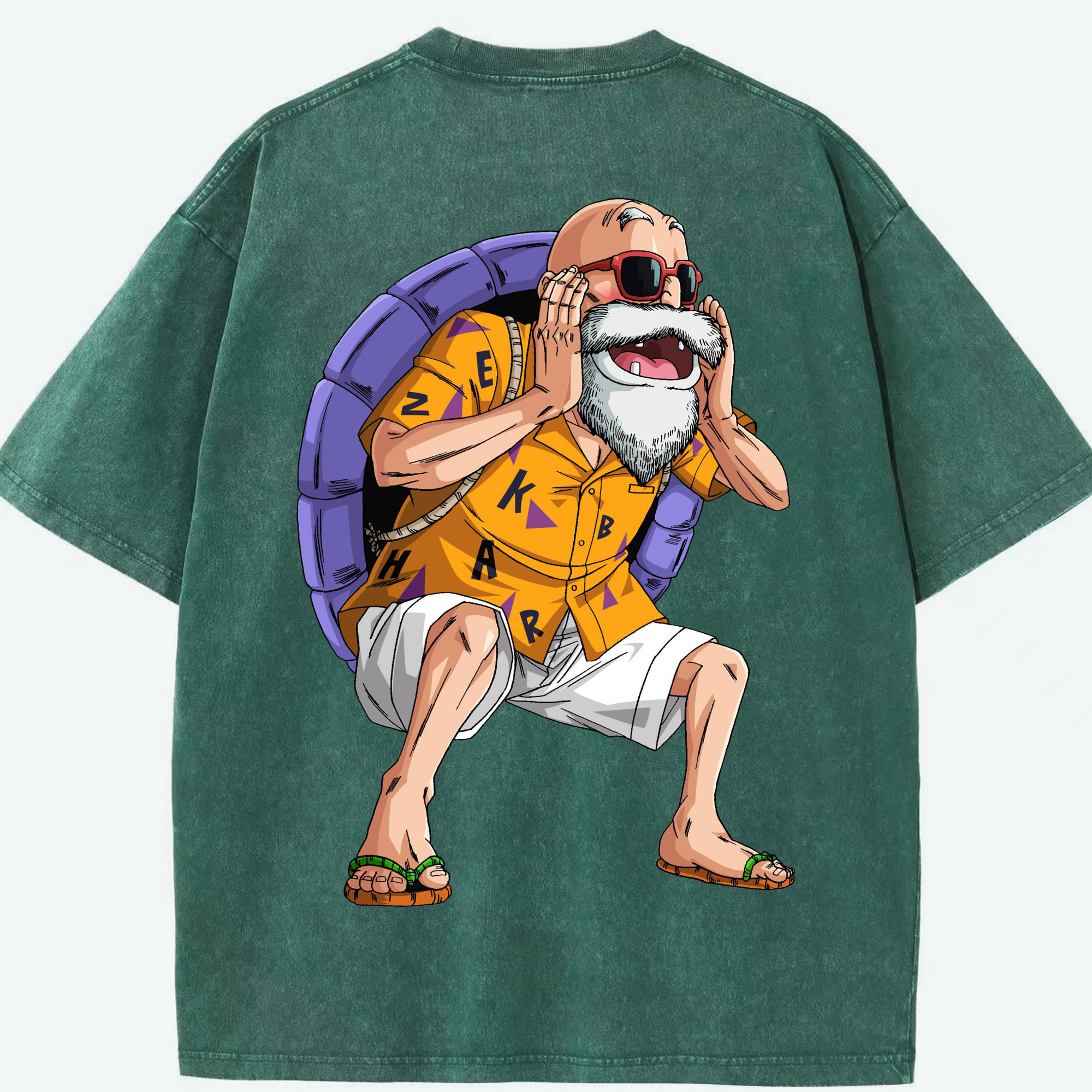 （画像用） ドラゴンボール 亀仙人（かめせんにん） DRAGON BALL Master Roshi Kame Sennin 綿100% ヴィンテージ風 半袖Tシャツ（背面プリント）